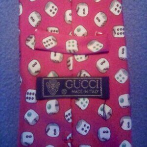 Vintage Gucci Roll The Dice Silk Italian Neck Tie
